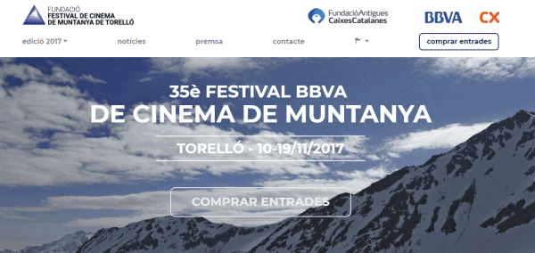 Javajan. Redisseny web de la pàgina del Festival del Cinema de Muntanya de Torelló